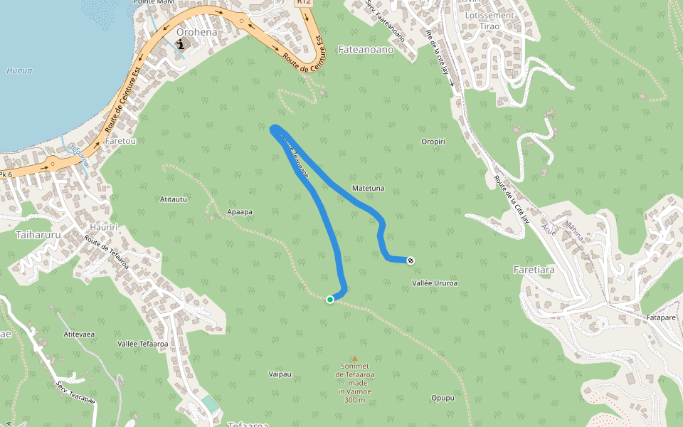 Route de Teaneane walking route map in Arue