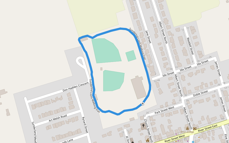 Sunderlnd Lions Walking trail walking route map in Sunderland