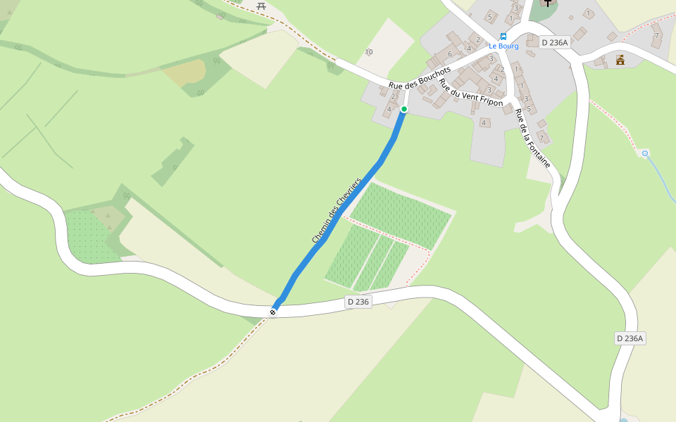 Chemin des Chevriers walking route map in Saint-Maurice-des-Champs