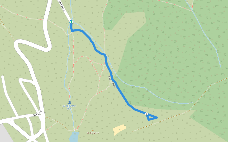 San Carlos walking route map in San Mateo Ixcuinquitlapilco Hidalgo