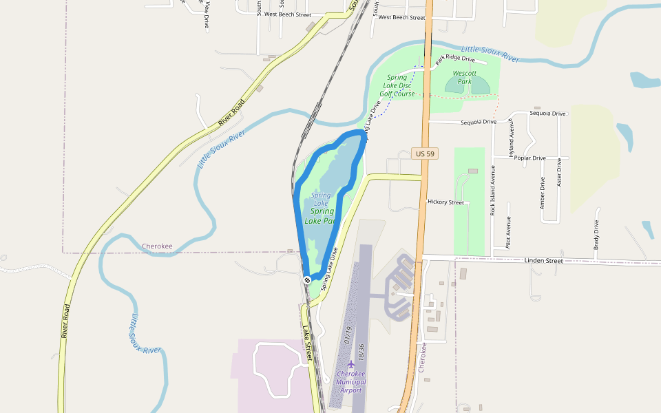 Spring Lake Trail walking route map in Cherokee