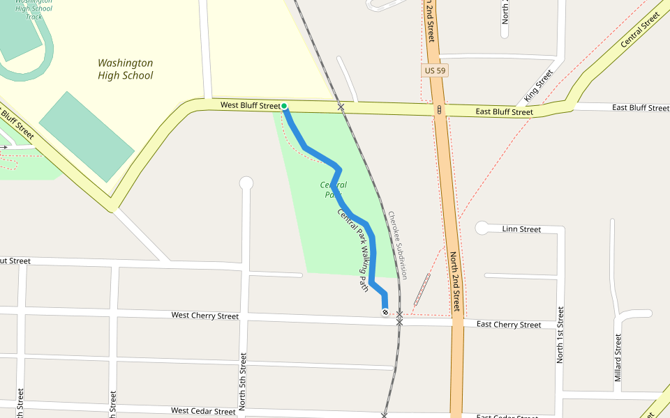 Central Park Walking Path walking route map in Cherokee