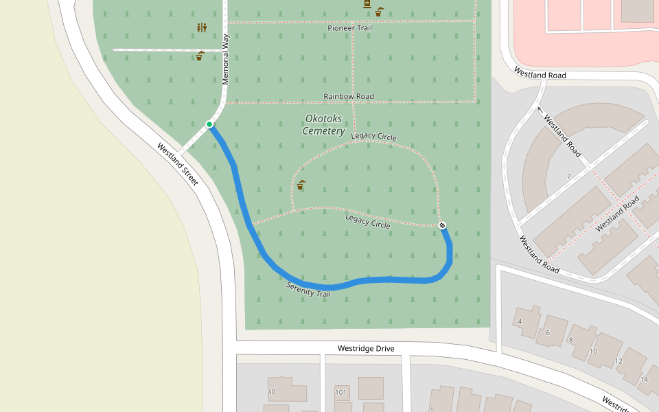 Serenity Trail walking route map in Aldersyde