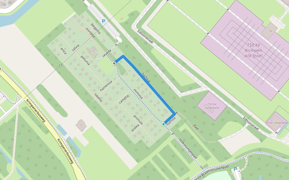 fuchsia walking route map in Krimpen aan den IJssel