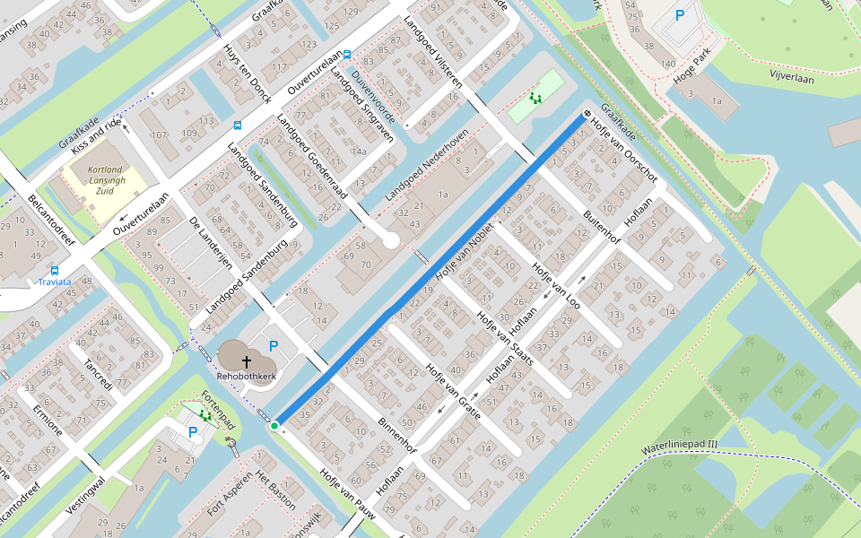 Hofje van Noblet walking route map in Krimpen aan den IJssel