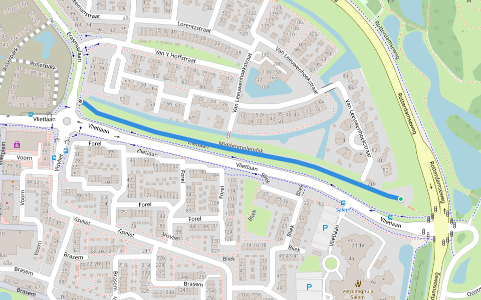 Middenmolendijk walking route map in Ridderkerk