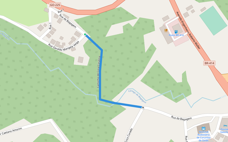 Caminho de Cora Coralina walking route map in Corumbá de Goiás