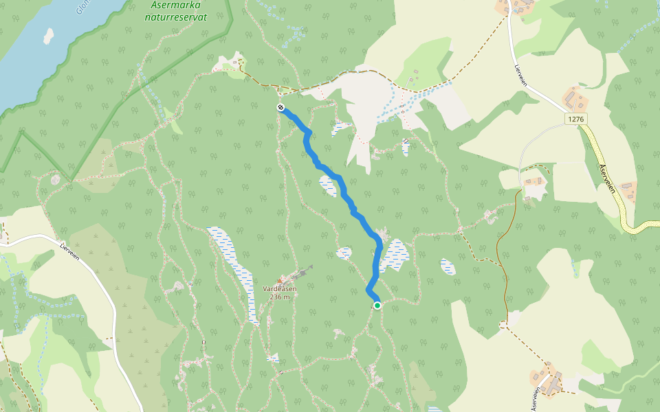 Rød Sommer Løype walking route map in Tosebygda