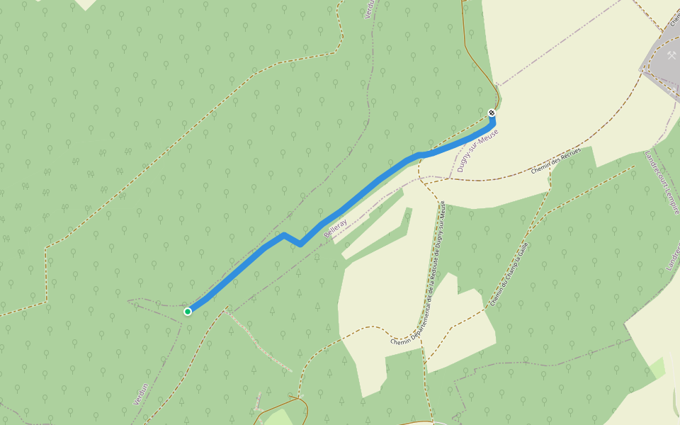 Chemin de Remembrement de la Fontaine aux Ânes walking route map in Verdun