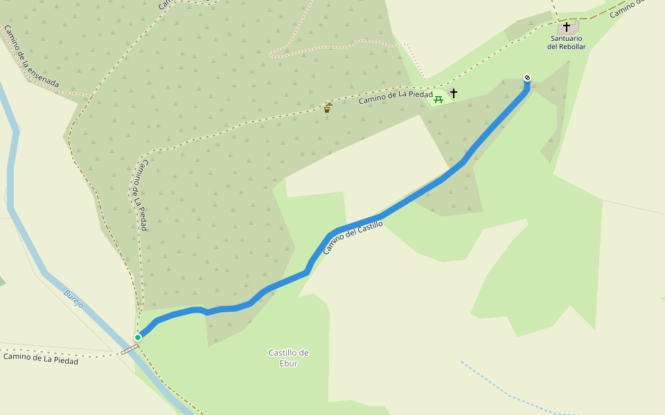 Camino del Castillo walking route map in Vega de Bur