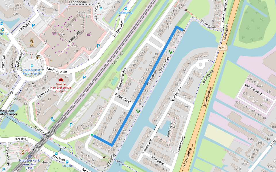 Polderdreef walking route map in Nieuwerkerk aan den IJssel