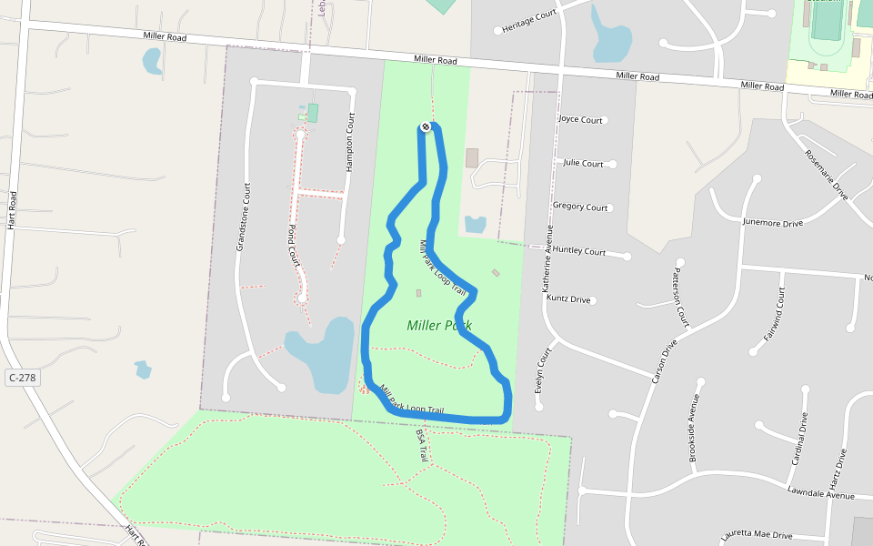 Mill Park Loop Trail walking route map in Lebanon