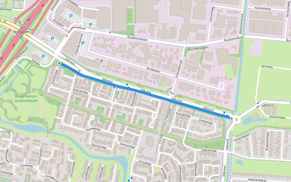 Dijkrand walking route map in Roosendaal