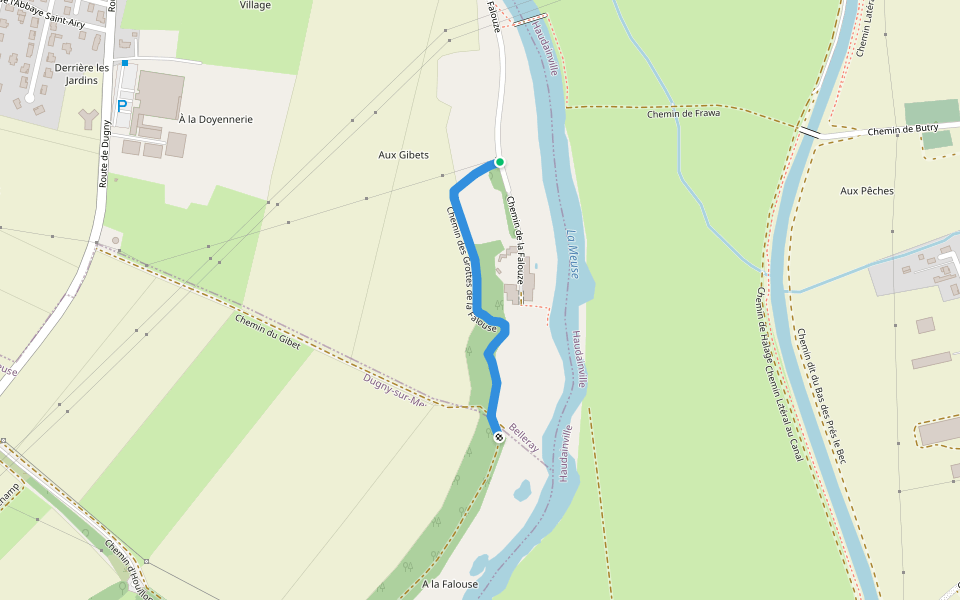 Chemin des Grottes de la Falouse walking route map in Belleray