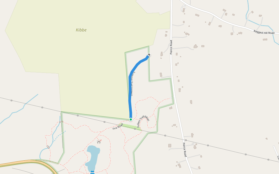 Summit Trail (green) walking route map in West Brookfield