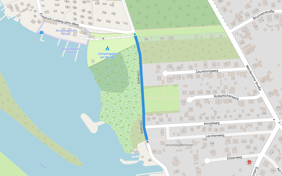 Uferweg walking route map in Ketzin