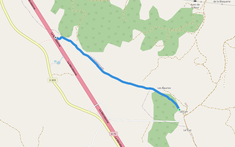 Vers vestiges de voie romaine walking route map in La Couvertoirade