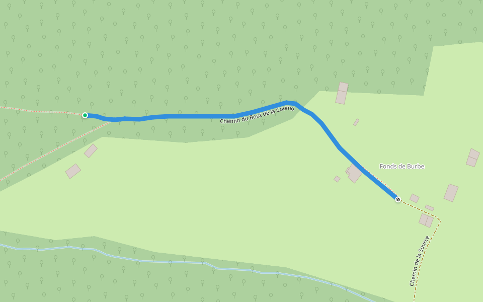 Chemin du Bout de la Coumo walking route map in Saint-Mamet