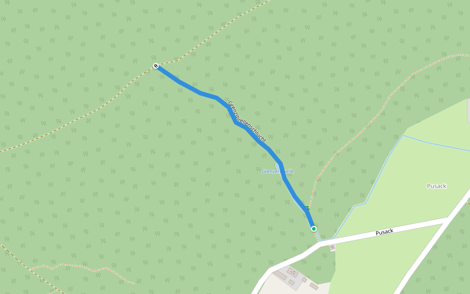 Grenzquellenschlucht. walking route map in Neiße-Malxetal