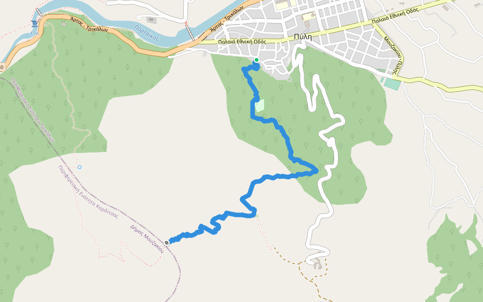 Πλάτανος Ίσιωμα Κουκορέλος walking route map in Pili