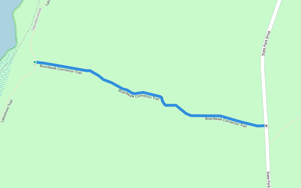 Boardwalk Connector Trail walking route map in Lake Waccamaw