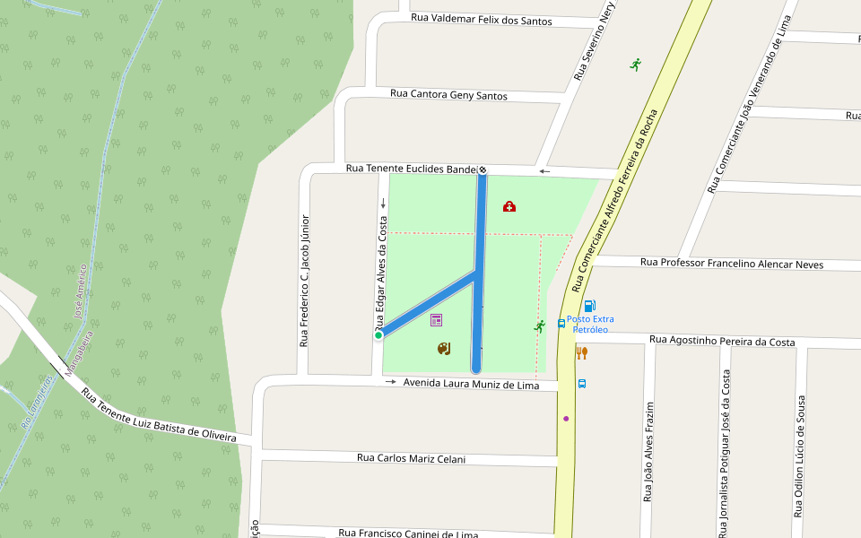 Praça do Coqueiral walking route map in João Pessoa