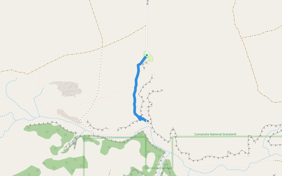 Overlook Trail walking route map in La Junta