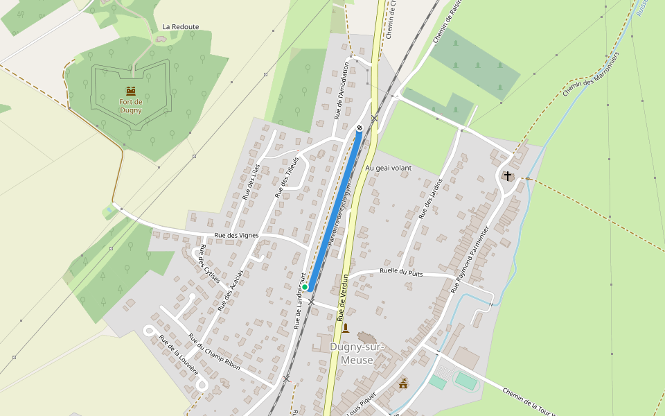 Parcours de cyclo gym walking route map in Dugny-sur-Meuse
