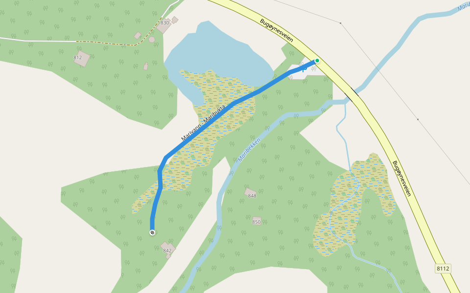 Marivann - Maribukta walking route map in Neset