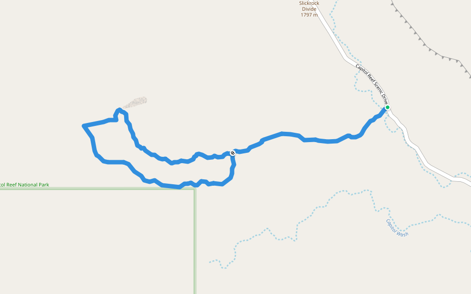 Old Wagon Trail walking route map in Teasdale