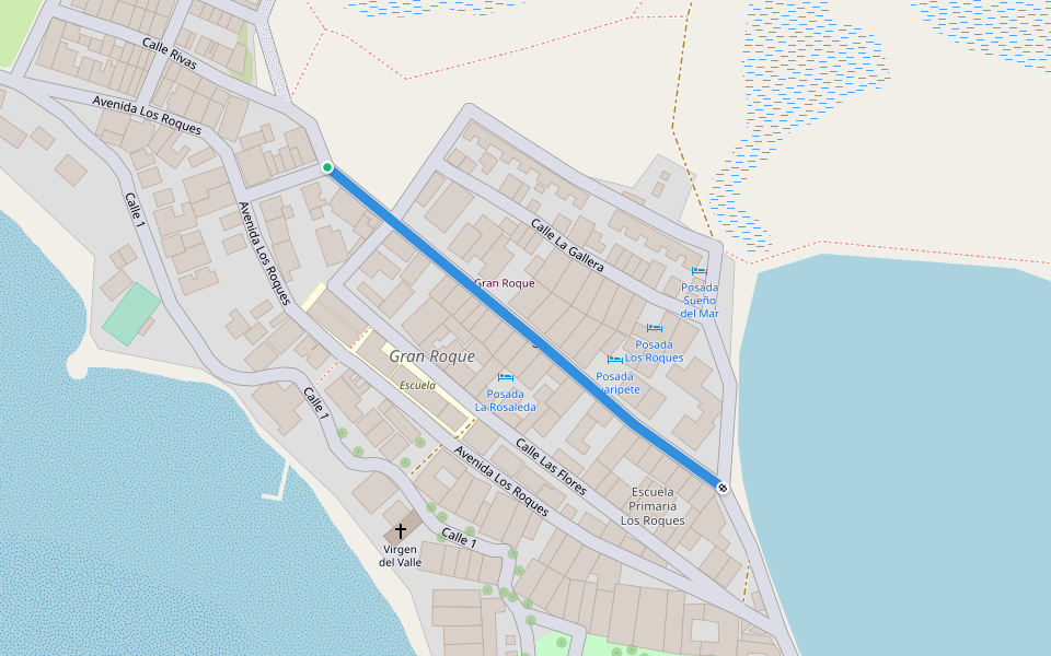Calle La Laguna walking route map in Gran Roque