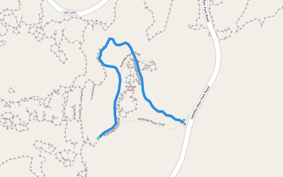PotholePointTrail walking route map in Monticello