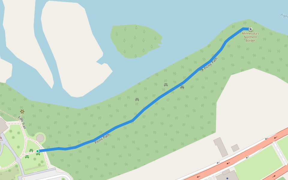 Picnic Path walking route map in Grand Portage
