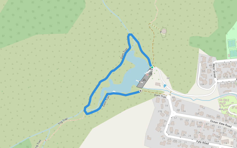 Dam Trail walking route map in Waihi Beach