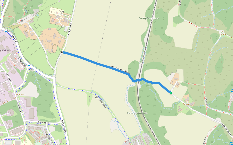 Den Gamle Kirkevei walking route map in Askim