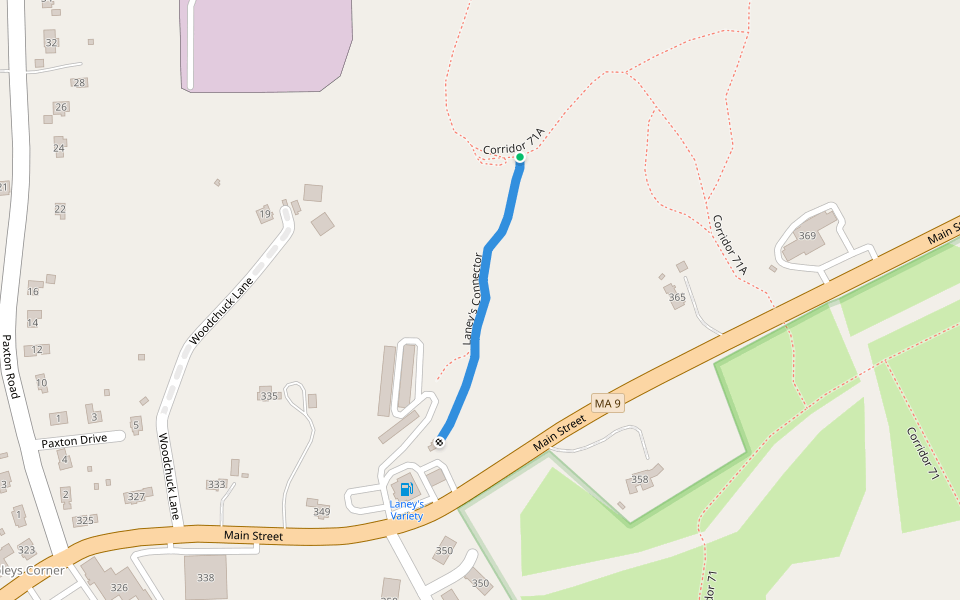 Laney's Connector walking route map in Spencer