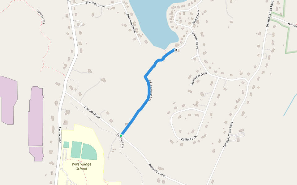 Old Corridor 71A walking route map in Spencer