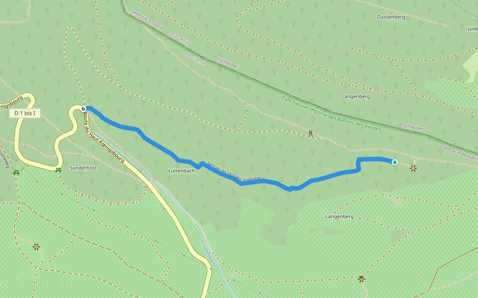 Sentier de l'Ancien Vignoble walking route map in Orschwiller