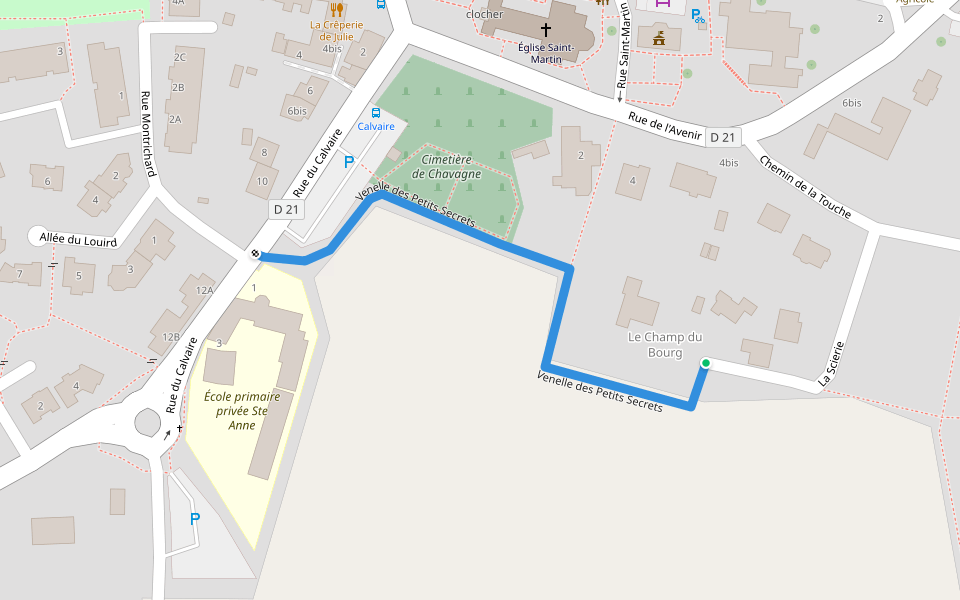 Venelle des Petits Secrets walking route map in Chavagne