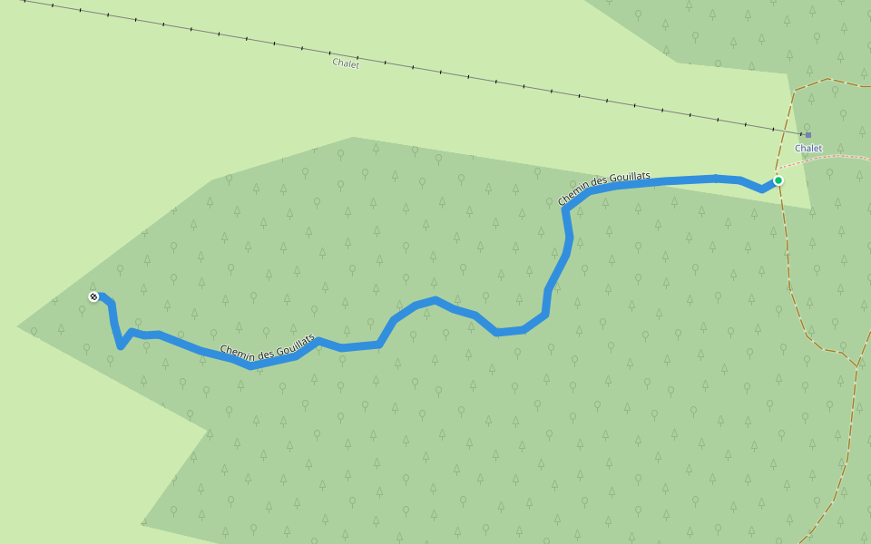 Chemin des Gouillats walking route map in Bellefontaine