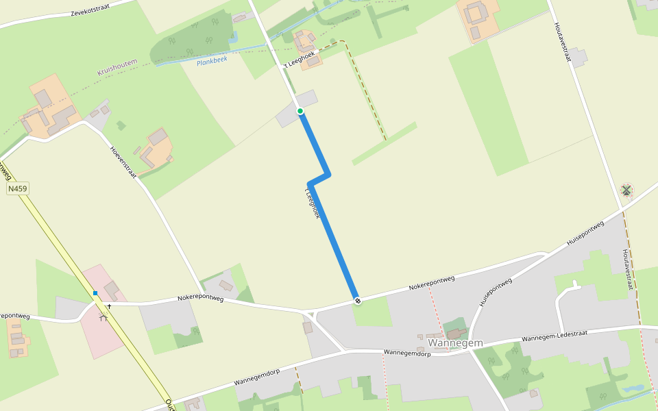 't Leeghoek walking route map in Kruisem