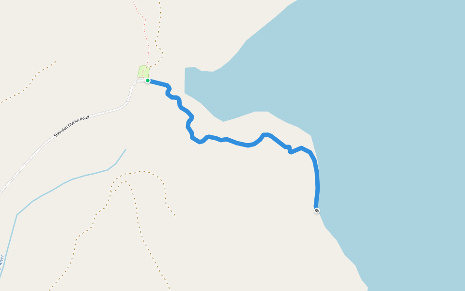 Sheridan Glacier Trail walking route map in Cordova