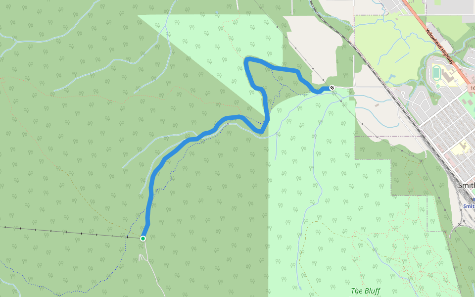 Rotary Trail to Town walking route map in Smithers