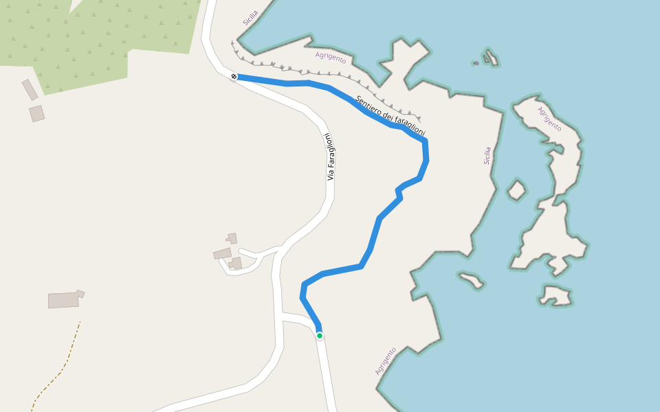 Sentiero dei faraglioni walking route map in Linosa