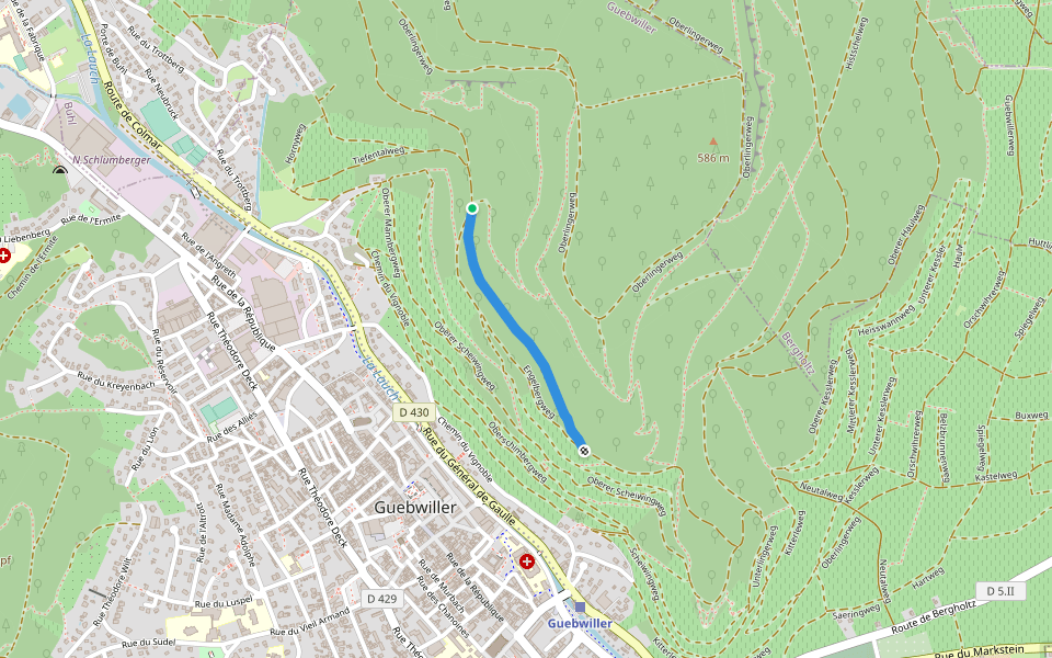 Tiefentalweg walking route map in Guebwiller