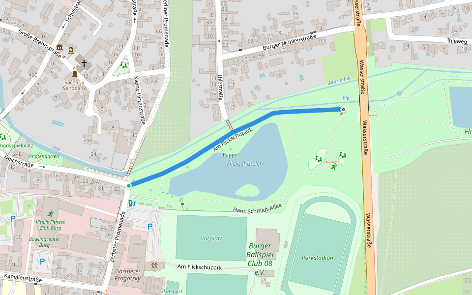 Am Flickschupark walking route map in Burg (bei Magdeburg)