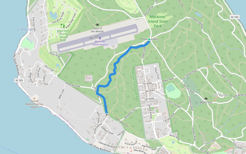 Coffee Trail walking route map in Mackinac Island