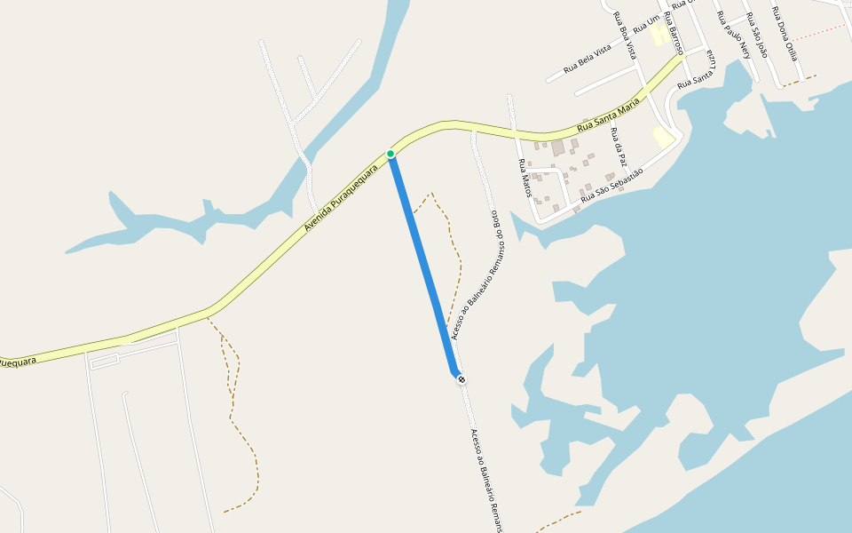 Acesso ao Balneário Remanso do Boto walking route map in Manaus