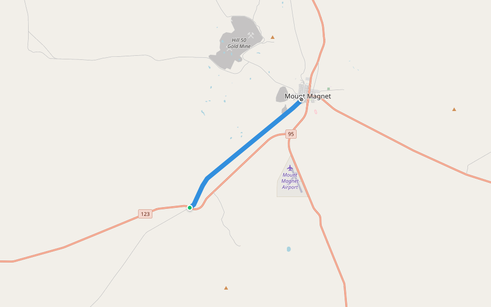 Mullewa-Meekatharra railway (closed 1978) walking route map in Daggar Hills