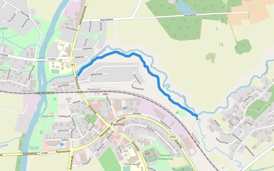 Vähäjokipolku walking route map in Paimio